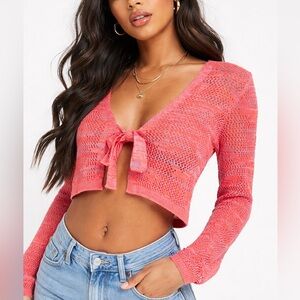 🆕💖ASOS Coral Crochet Knit Cardigan